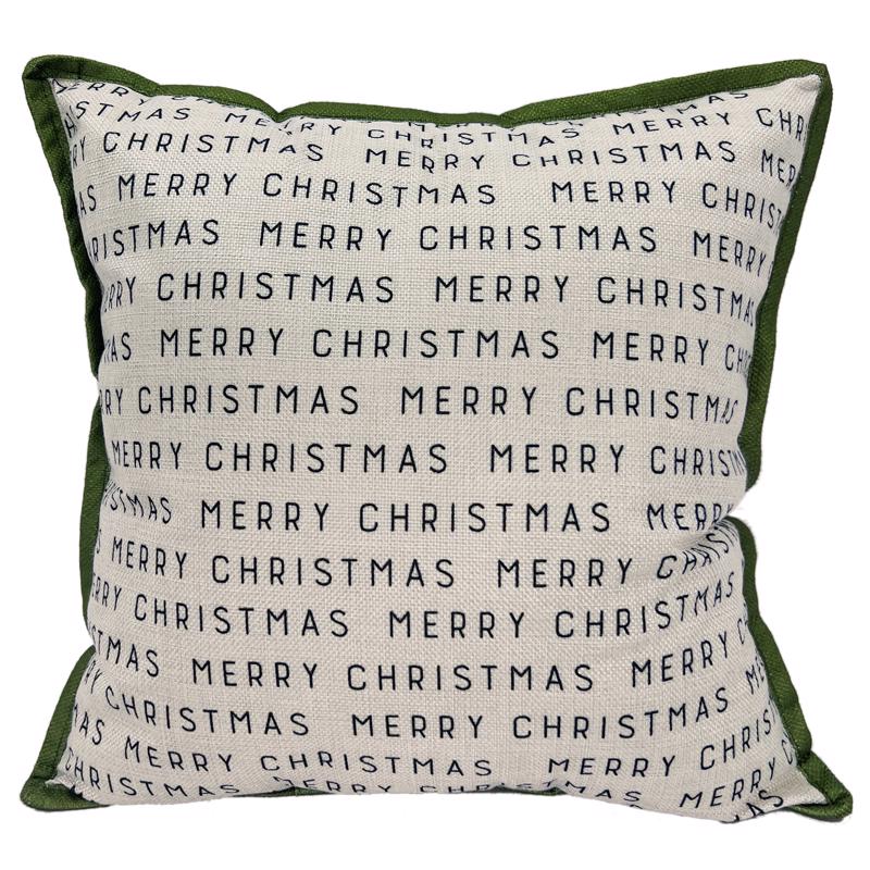 Celebrations Home Green/White Winter Woodland Merry Christmas Pillow 5 in. (Pack of 12)
