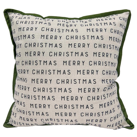 Celebrations Home Green/White Winter Woodland Merry Christmas Pillow 5 in. (Pack of 12)