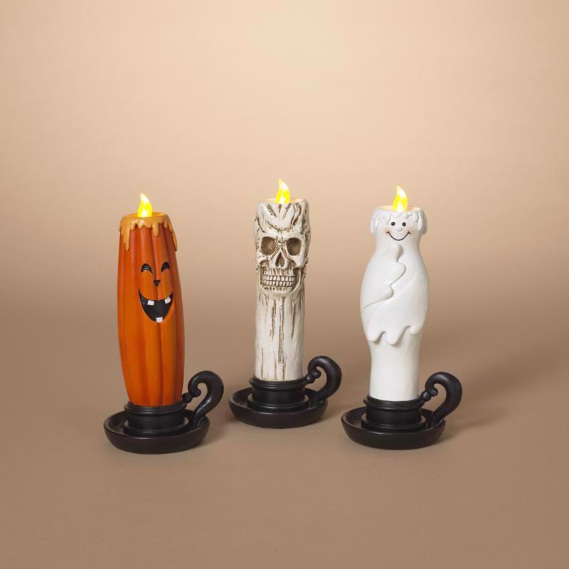 Celebrations 8 in. Ghost, Skull, Pumpkin Candle Halloween Decor (Pack of 24)