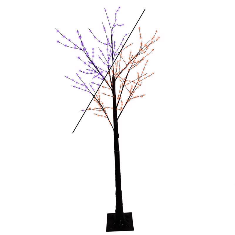 Celebrations Orange/Purple 350 ct 5 ft. LED Prelit Spooky Tree Yard Decor