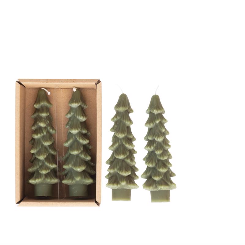 Creative Co-Op Flaire Evergreen Tree Taper Candle 5 in. (Pack of 12)