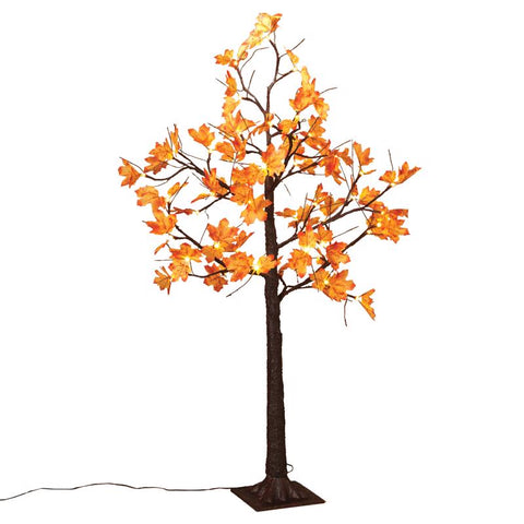 Gerson Warm White 48 ct 4 ft. LED Prelit Maple Leaf Lighted Tree Halloween Decor (Pack of 4)