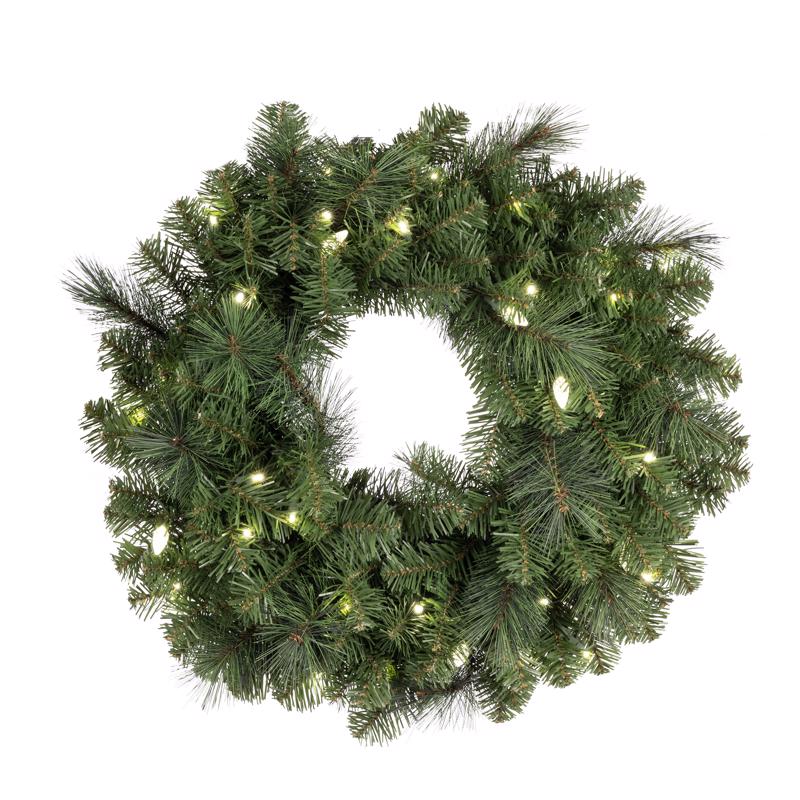 Celebrations Platinum 26 in. D LED Prelit Pure White Pine Wreath