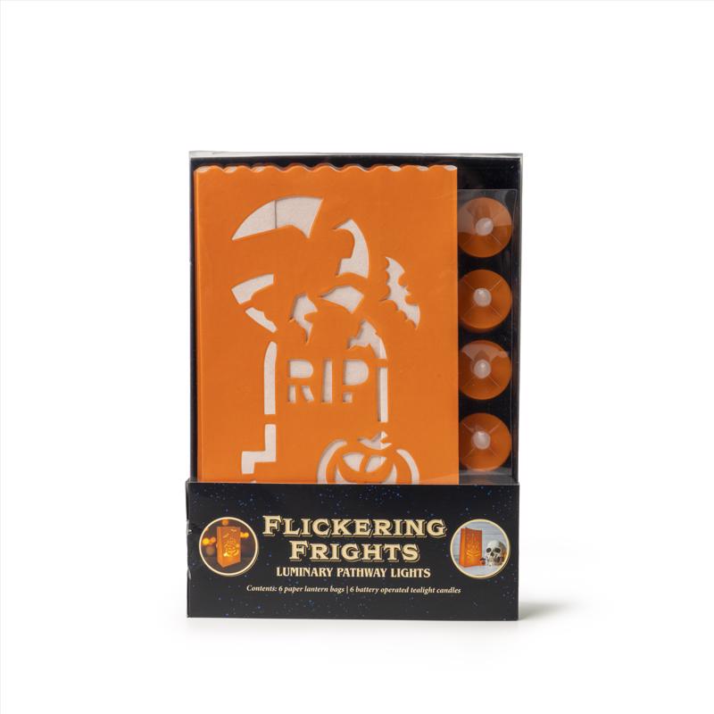 Flickering Frights Halloween White Luminary Pathway Decor (Pack of 12)