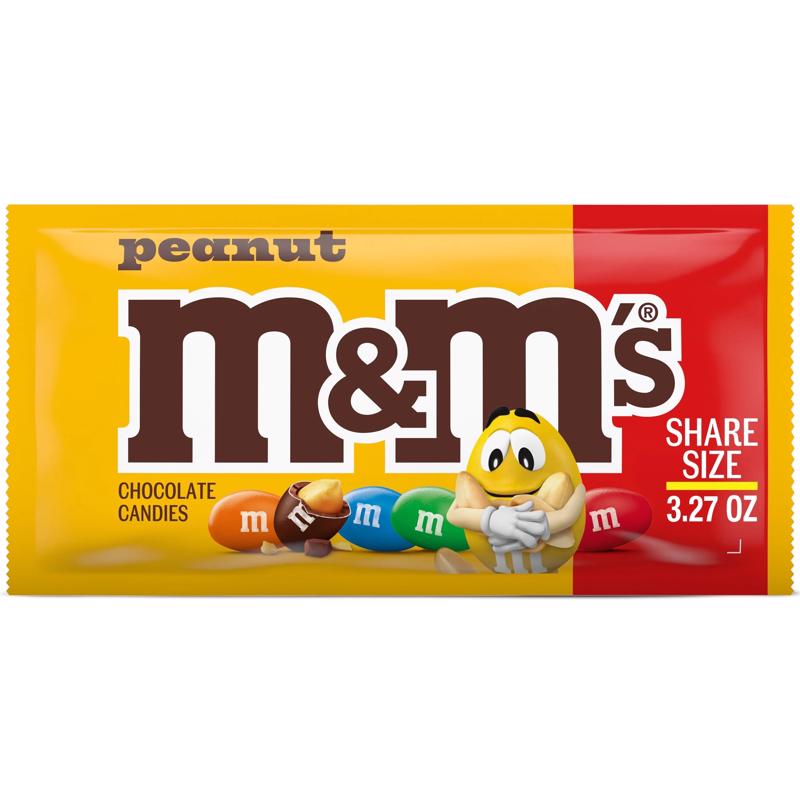 M&M's Peanut Chocolate Candies 3.27 oz (Pack of 24)