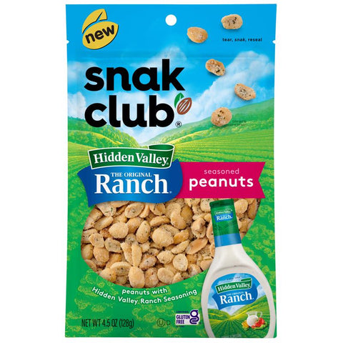 Snak Club Hidden Valley Ranch Peanuts 4.5 oz Bagged (Pack of 6)