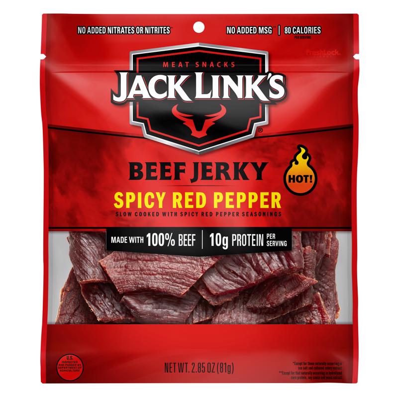 Jack Link's Spicy Red Pepper Beef Jerky 2.85 oz Bagged (Pack of 12)