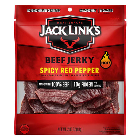 Jack Link's Spicy Red Pepper Beef Jerky 2.85 oz Bagged (Pack of 12)