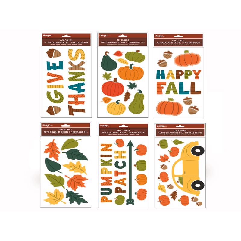 IG Design 12 in. Harvest Gel Clings Window Decor (Pack of 24)