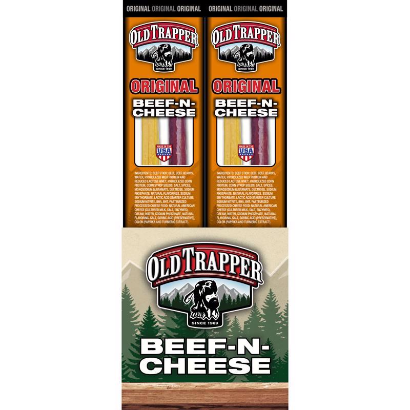 Old Trapper Original Beef Stick and Cheese 1.3 oz Shrink Wrapped (Pack of 14)