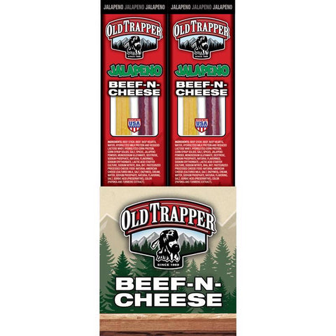 Old Trapper Jalapeno Beef Stick and Cheese 1.3 oz Shrink Wrapped (Pack of 14)