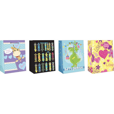 Paper Images Assorted Juvenile Birthday Medium Gift Bag (Pack of 12)
