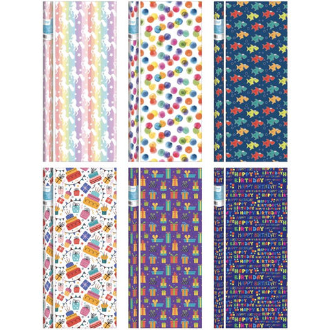 Paper Images Assorted Birthday Gift Wrap (Pack of 64)
