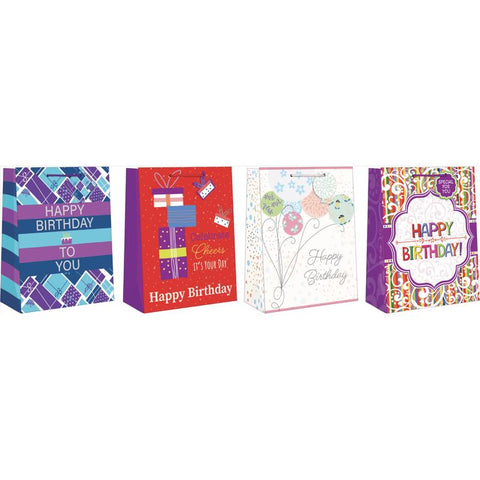 Paper Images Assorted Large Adult Birthday Gift Bag (Pack of 12)