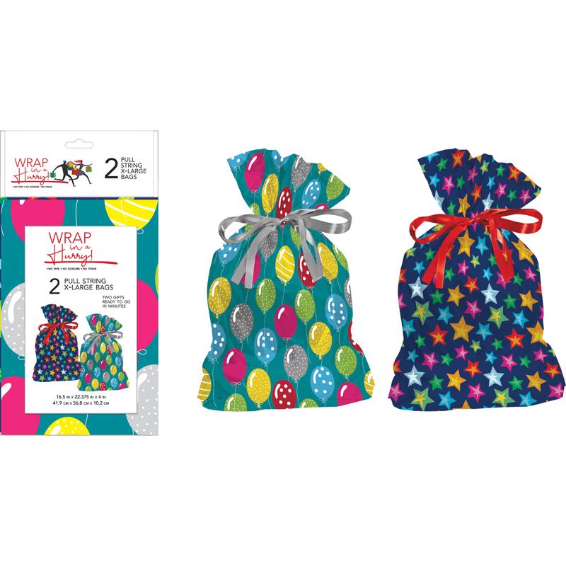 Paper Images Assorted All Occasion Drawstring Gift Bag (Pack of 6)