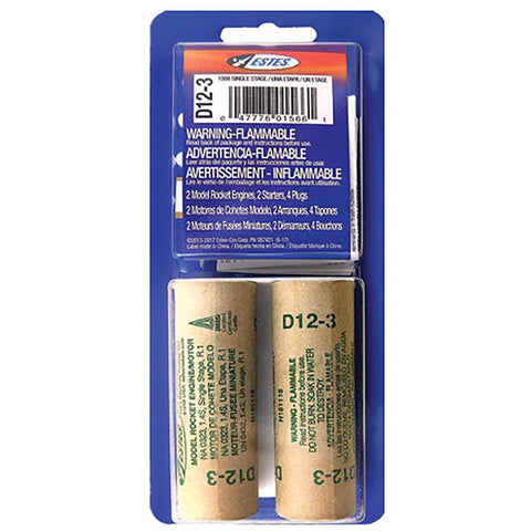 Motores para cohetes modelo Estes D12-3, 2 uds. (paquete de 12)