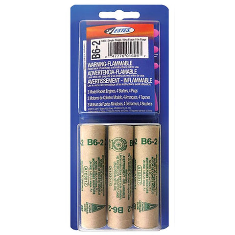 Estes B6-2 Model Rocket Engines Brown 3 pc (Pack of 12)