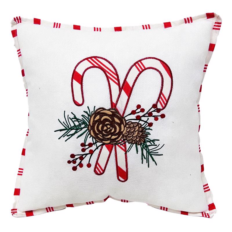 Celebrations Home White Candy Cane Pillow 16 in. (Pack of 4)