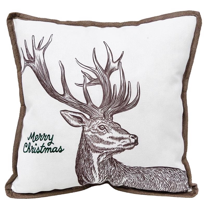Celebrations Home Merry Christmas Deer Pillow 16 in. (Pack of 4)