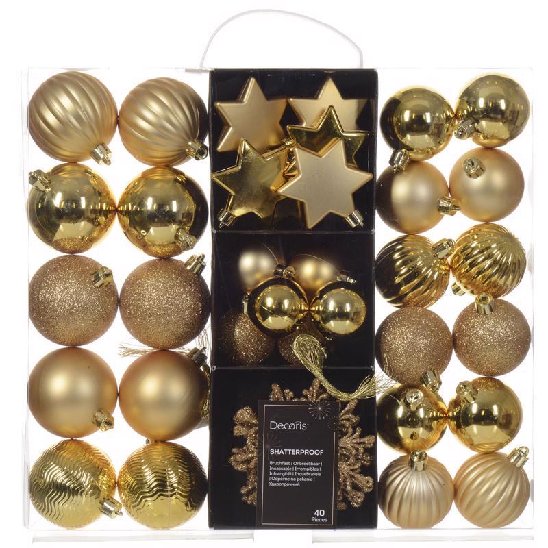 Decoris Gold Assorted Ornaments (Pack of 12)