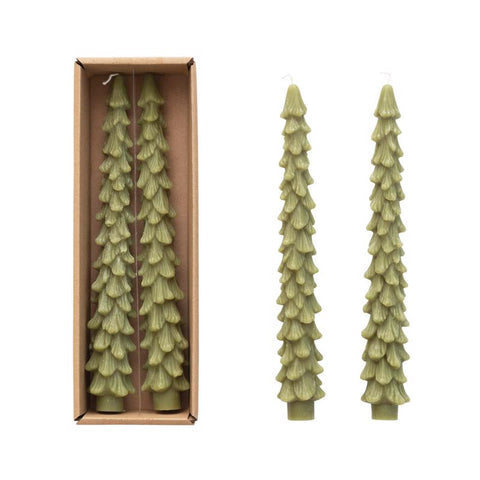 Creative Co-Op Green Christmas Tree Candle 10 in. (Pack of 12)
