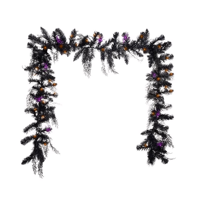 Celebrations Orange 50 ct 10 ft. LED Prelit Spider Garland (Pack of 4)