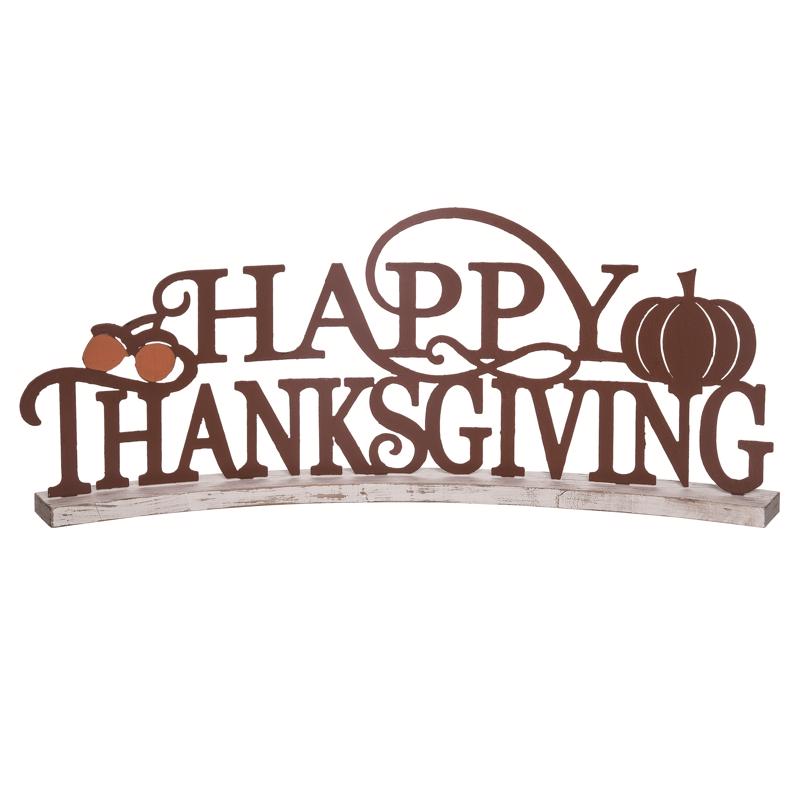 Transpac 10 in. Happy Thanksgiving Halloween Decor (Pack of 2)