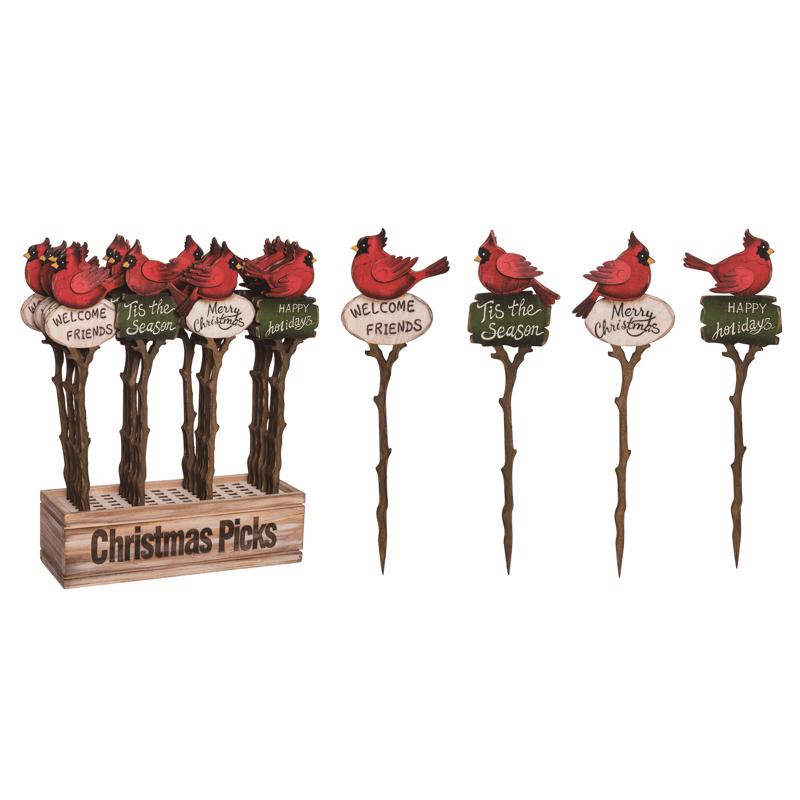 Transpac Multicolored Cardinal Plant Stake 13 in. (Pack of 24)