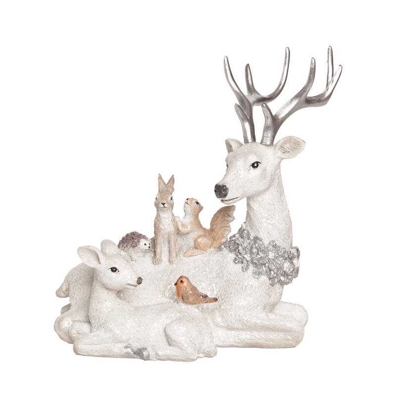 Transpac White Woodland Animals Figurine 8 in. (Pack of 6)