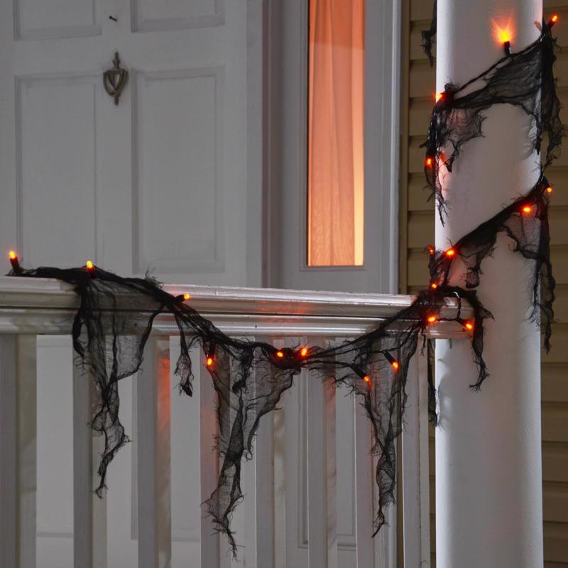 Celebrations Orange 25 ct 9 ft. LED Gauze Garland (Pack of 12)
