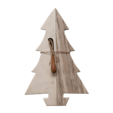 Creative Co-Op White Tree Cutting Board with Knife Table Decor (Pack of 6)