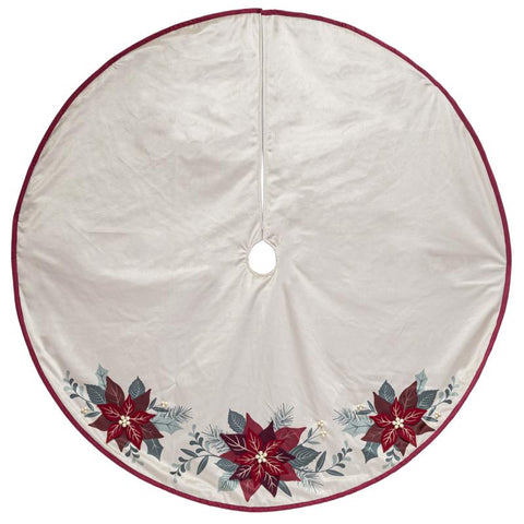 Dyno Ivory Poinsettia Tree Skirt 48 in. (Pack of 4)