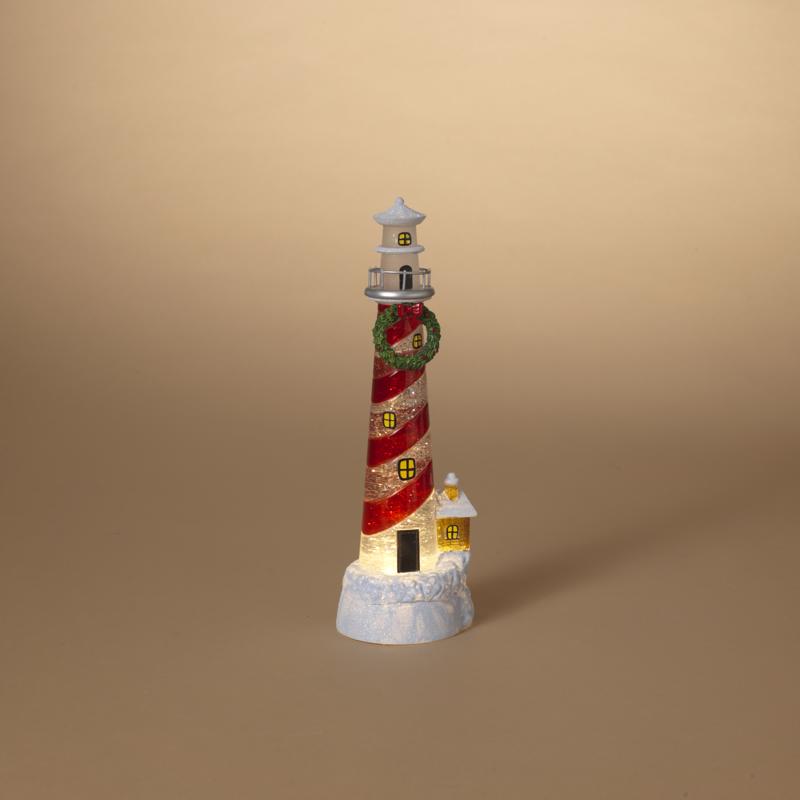 Gerson Multicolored Lighted Spinning Water Globe Lighthouse Table Decor 12 in. (Pack of 6)