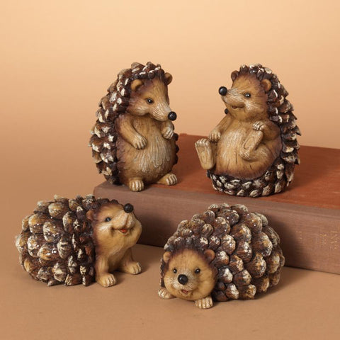 Gerson Brown Hedgehog with Glitter Figurine 4 in. (Pack of 8)