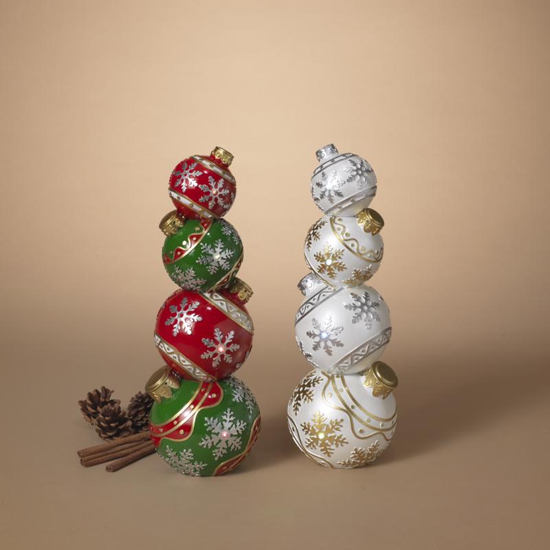 Gerson Assorted Lighted Stacking Christmas Ornaments 16 in. (Pack of 2)