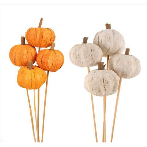 Second Nature Stemmed Pumpkins Fall Decor (Pack of 24)