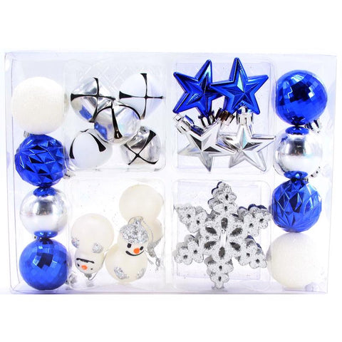 Celebrations Blue/Silver/White Mini Assorted Ornaments (Pack of 12)