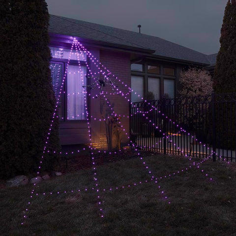 Celebrations Orange/Purple 496 ct 16 ft. LED Prelit Web Hanging Decor