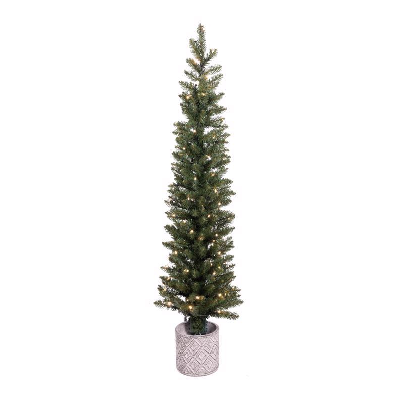 Celebrations 5 ft. Slim LED 100 ct Diamond Potted Color Changing Entrance Tree