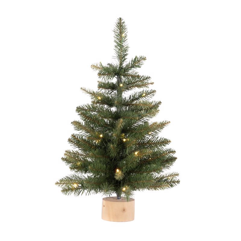 Celebrations 2 ft. Slim LED 35 ct Table Tree with Wood Base Color Changing Christmas Tree (Pack of 4)
