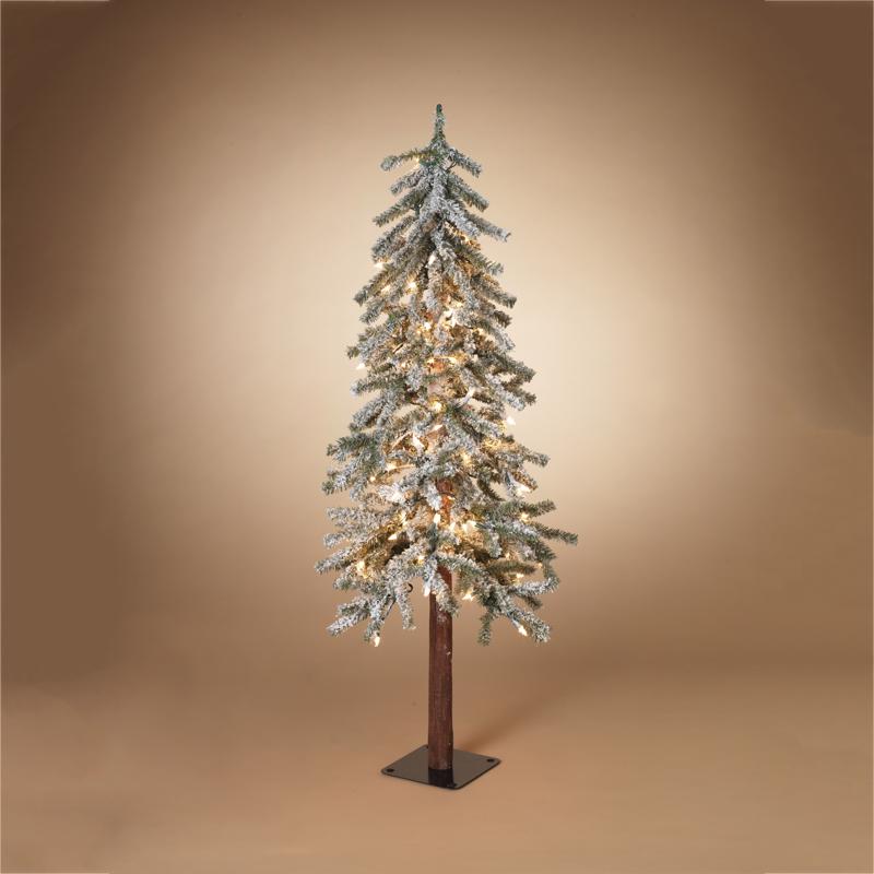 Gerson LED Electric Lighted Holiday Flocked Pine Christmas Tree 4 ft. (Pack of 6)