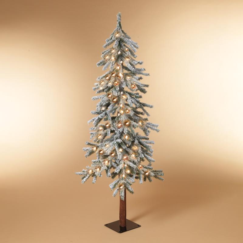 Gerson LED Electric Lighted Holiday Flocked Pine Christmas Tree 5 ft. (Pack of 2)
