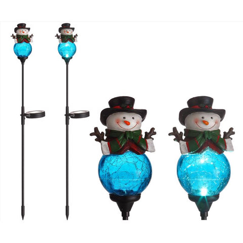 Celebrations Solar White Snowman 30 in. Pathway Decor (Pack of 12)