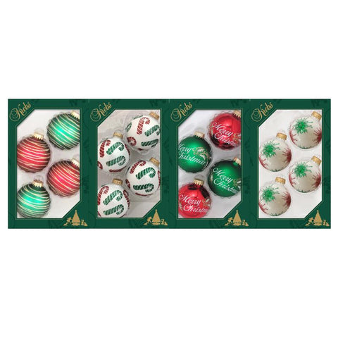 Christmas by Krebs Green/Red/White Ball Ornaments (Pack of 12)