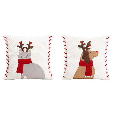 Gerson Fabric Holiday Cat and Dog Design Pillow 18 in. (Pack of 6)
