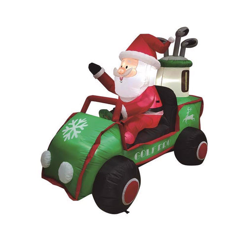 Papá Noel de Celebrations en carrito de golf, inflable de 6 pies