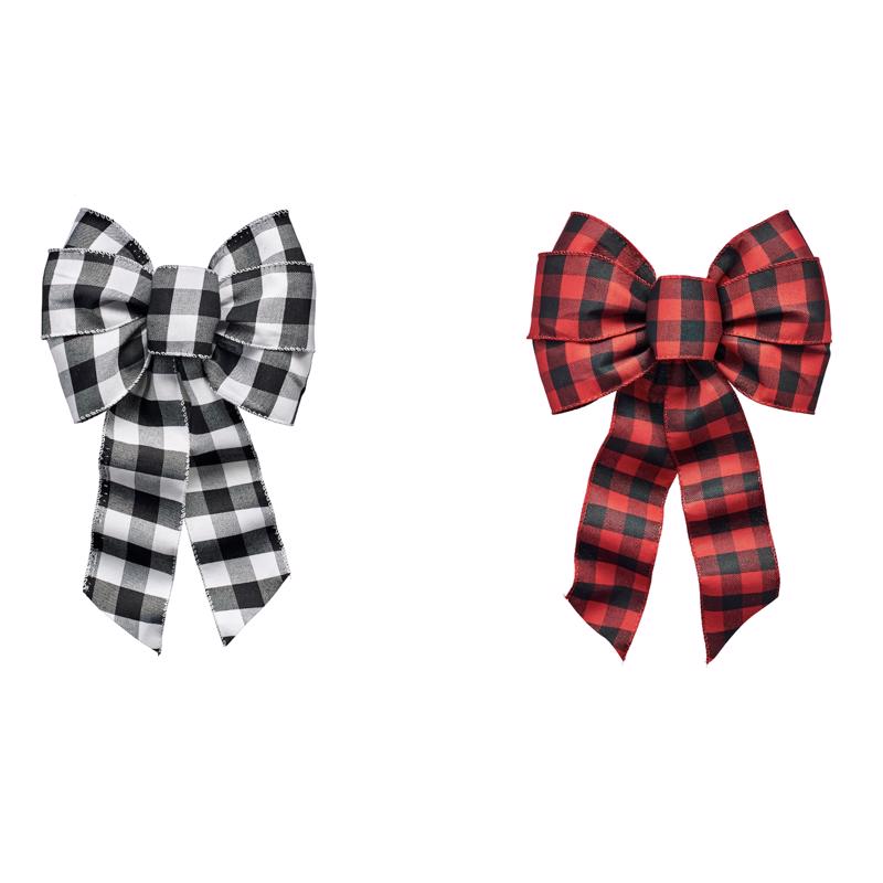 Holiday Trims Assorted Plaid Wired Christmas Bow 14 in. (Pack of 12)