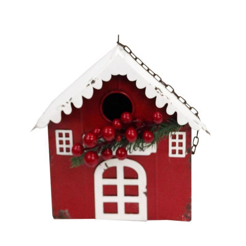 Alpine Hanging Red Barn Birdhouse 22in in. Hanging Decor (Pack of 4)