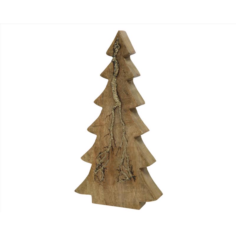 Decoris Natural/ gold Mangowood Tree Table Decor 11.4 in. (Pack of 10)