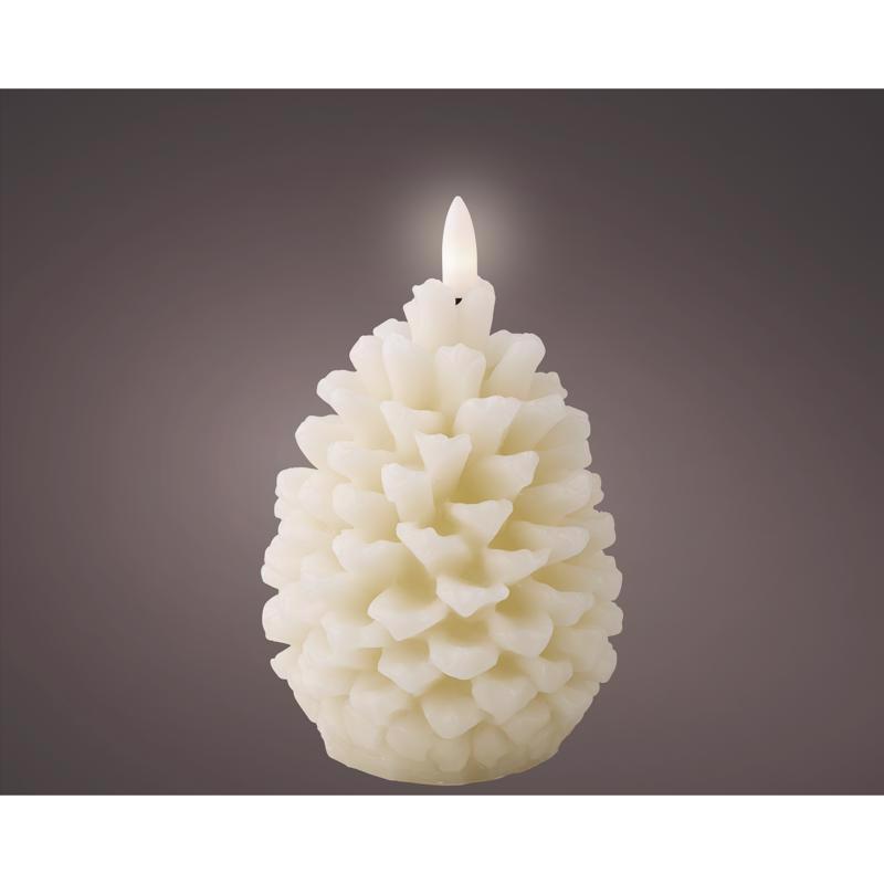 Lumineo LED Cream Pinecone Candle 5.2 in. (Pack of 24)